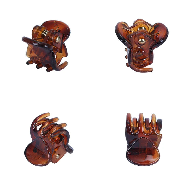 Lot de 10 pinces à cheveux pour femmes, 1,0 à 1,5 cm, petites pinces noires, marron, transparentes, en plastique, accessoires de coiffure pour enfants