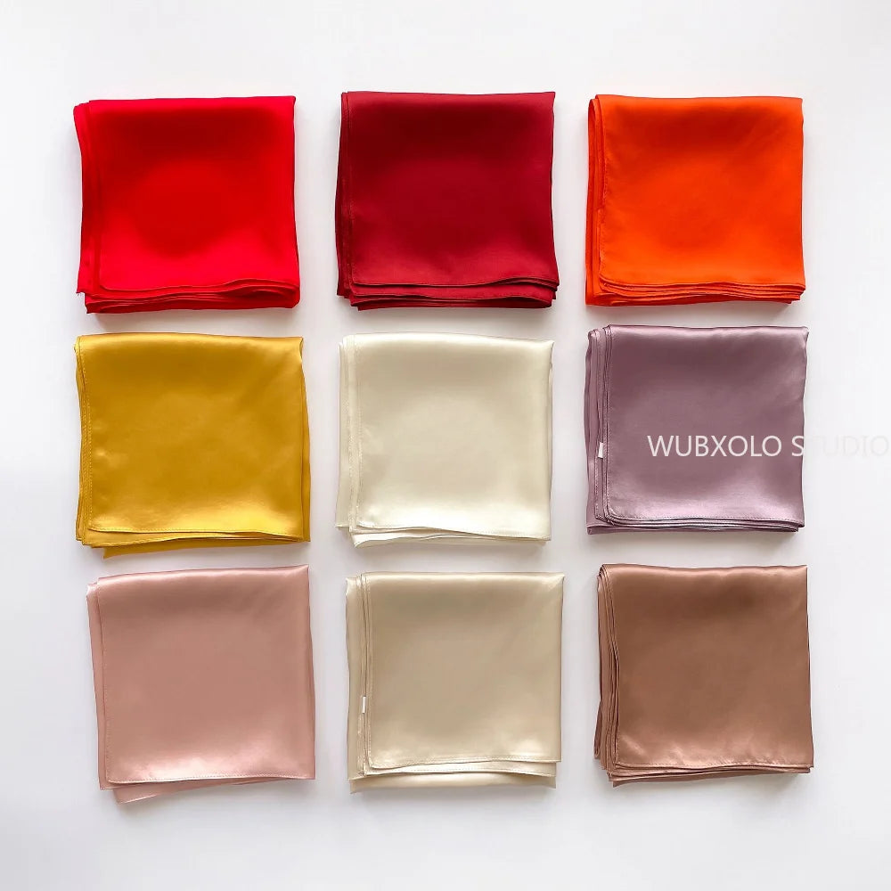 Silk Satin Handkerchief Plain Neck Scarf For Women Small Shawls Wraps Bandana Head Scarfs 70x70CM Square Headband Hijab Scarves