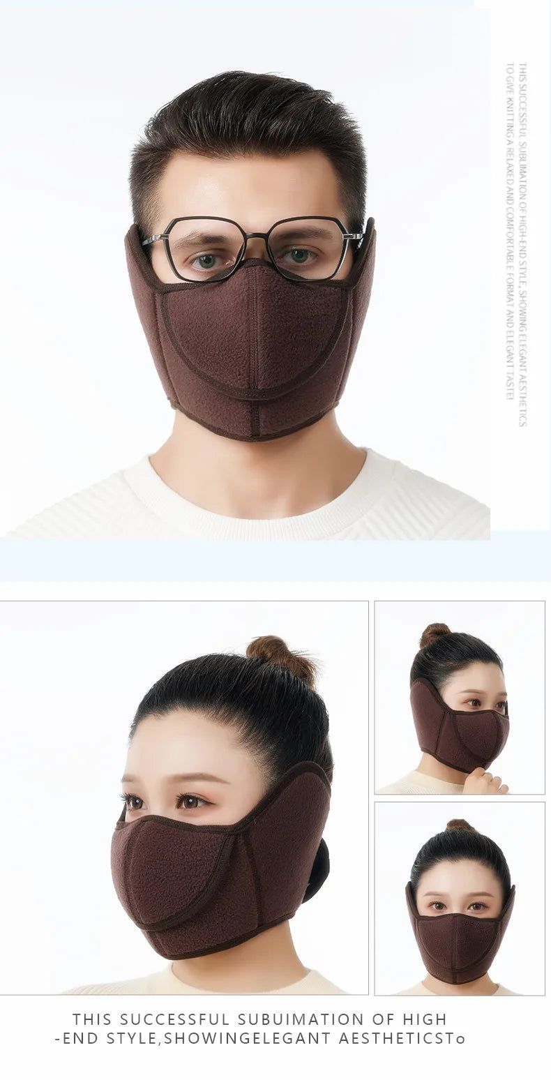 Winter Cold Warm Masks Ear Masks Full Package Thickened Shaking Grain Velvet Dust Mask For Men And Women