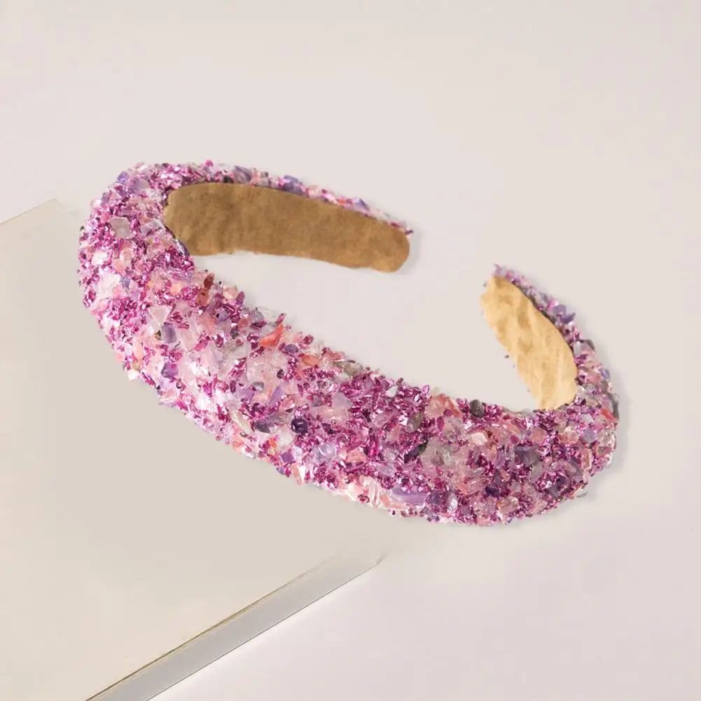 Women Headband Artificial Crystal Embellished Wide Band Headwear Elastic Anti-slip Luxury Fashion Ladies Hair Hoop Accessories