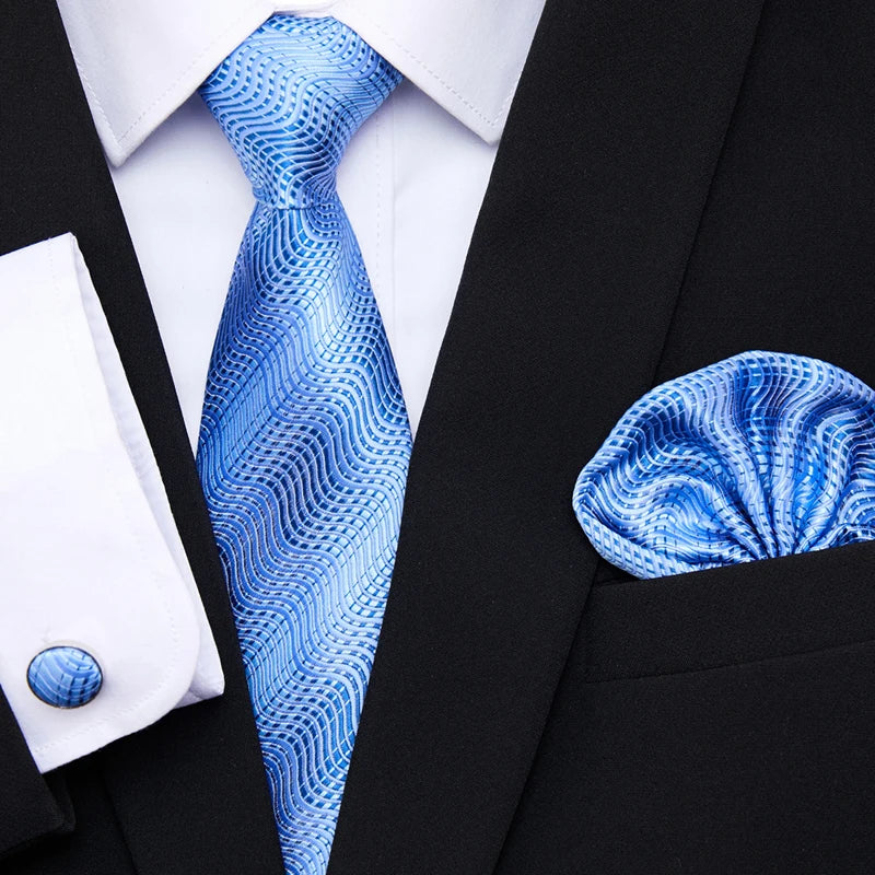 Newest style Green Tie For Men Holiday Present Tie Pocket Squares Set Necktie Striped Wedding Accessories Man