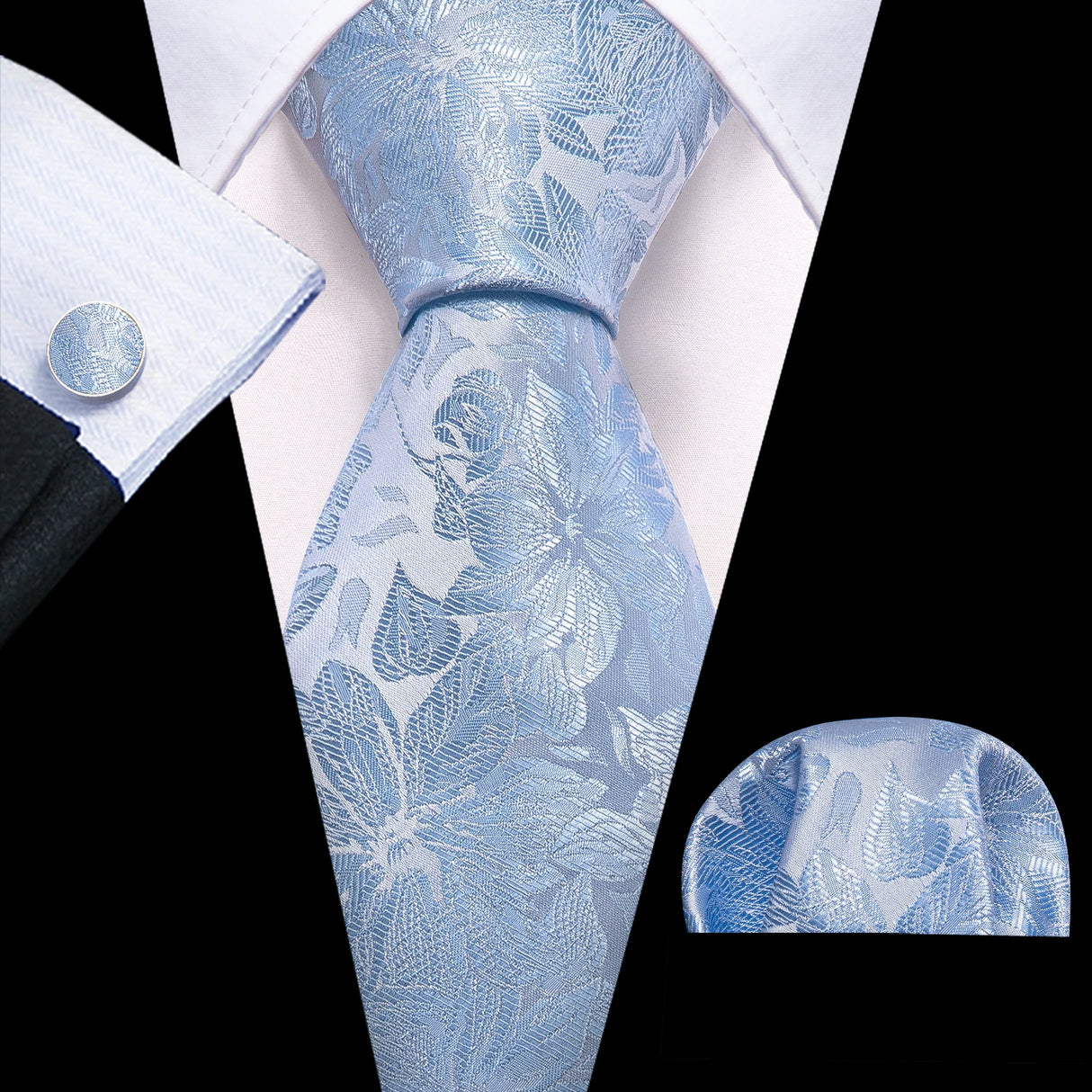 Cravate de mariage noire, dorée et rose pour homme, en soie florale, motif jacquard, pochette, boutons de manchette, pour soirée d'affaires, Barry.Wang