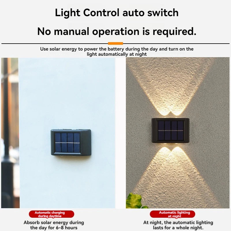 Courtyard Wall Decorative Lights Household Outdoor Lighting Luminaires Solar Convex Mirror Up And Down Light Wall Lamps