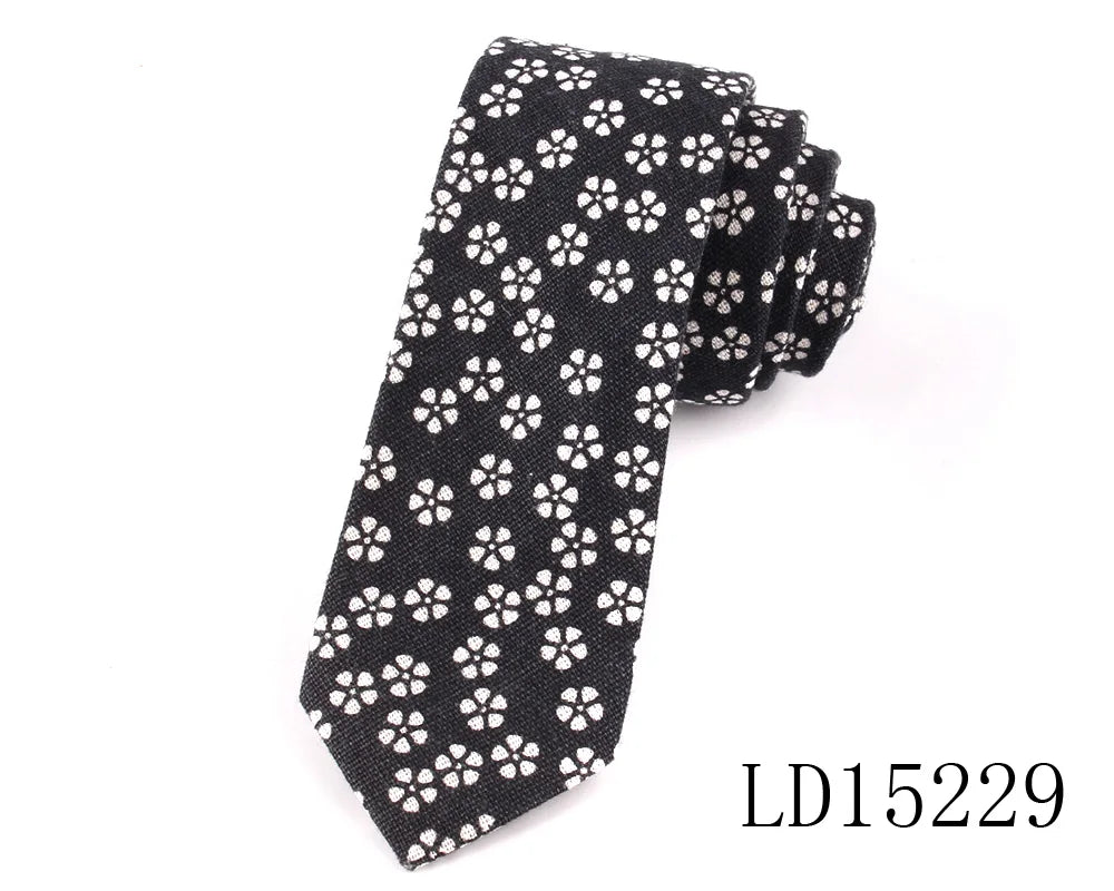 Nouvelles cravates imprimées de créateur, cravates étroites décontractées pour hommes, cravates en coton floral de fête hip-hop, cravate fine