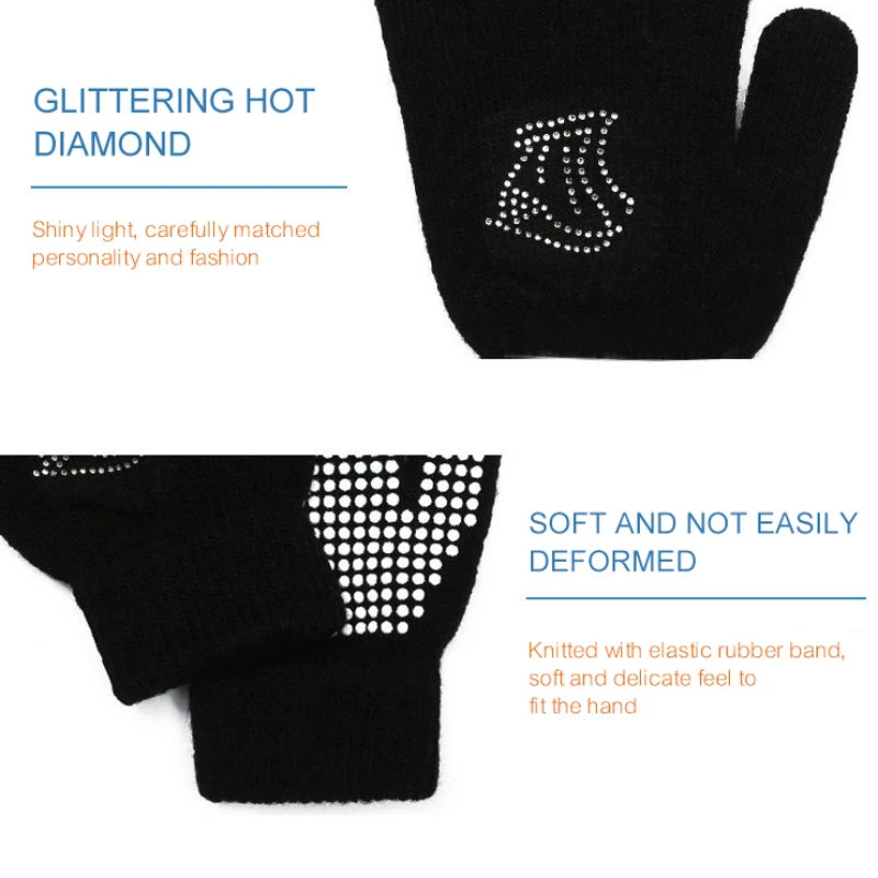 1 paire de gants antidérapants pour enfants, en caoutchouc, chauds et extensibles, pour l'hiver, pour garçons et filles, pour le sport, le ski, le cyclisme, la pêche, en tricot