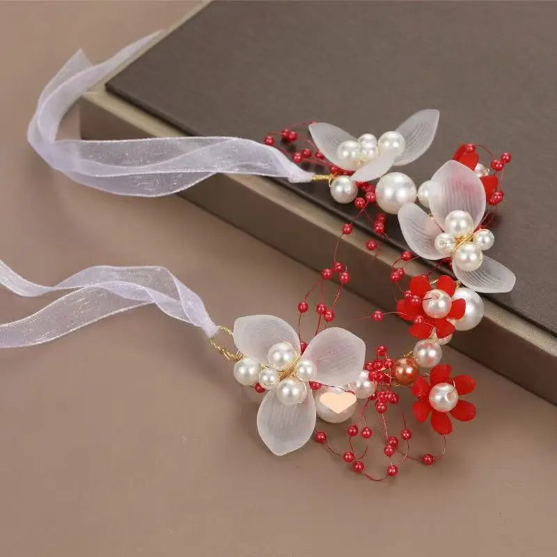 Elegant Girls Headband Lmitated Pearl Hair Headdress Baby Girls Flower Wreath Bride Garland Head Hoop Wedding Headbands Hair