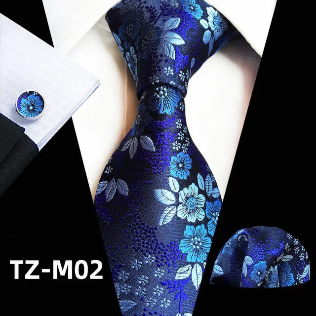Ensemble de cravates en soie rose floral pour hommes, ensemble de cravates de fête de mariage, mouchoir, broche, boutons de manchette, accessoires pour hommes de haute qualité Gravata