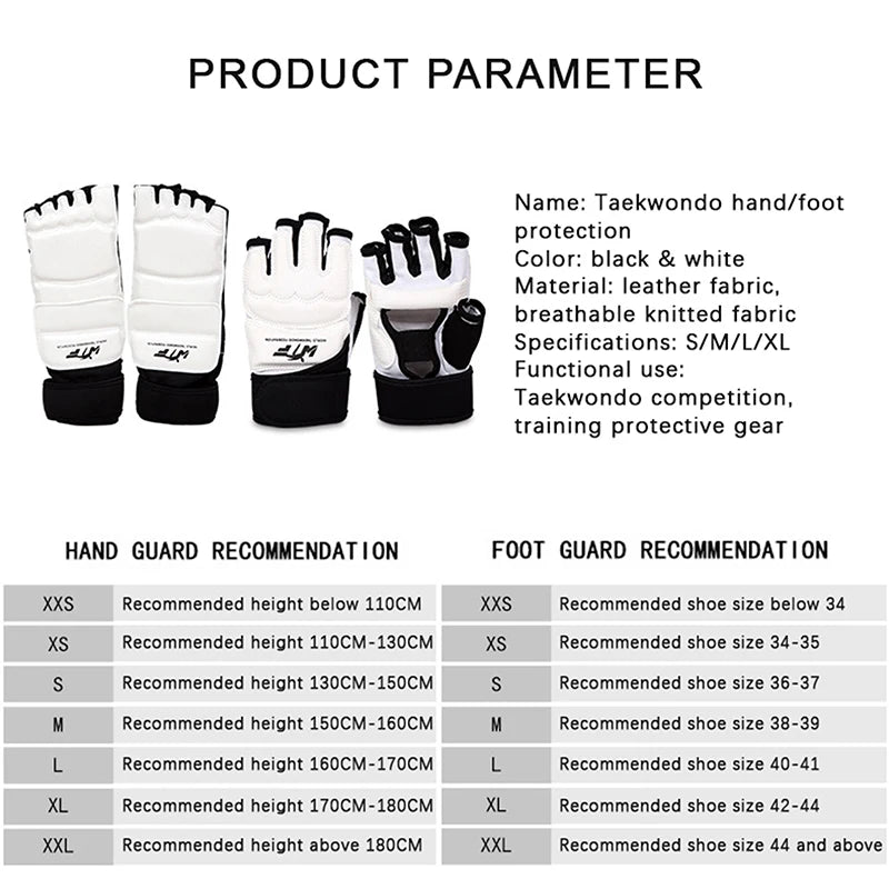 Gants en cuir pour taekwondo, sparring, karaté, protège-chevilles, équipement de protection, boxe, arts martiaux, protège-mains