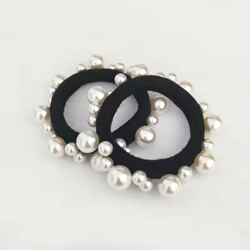Korean Elastic Streamer Pearl Hair Ties Rope Female Students Bands Ins Rubber Accessories for Women
