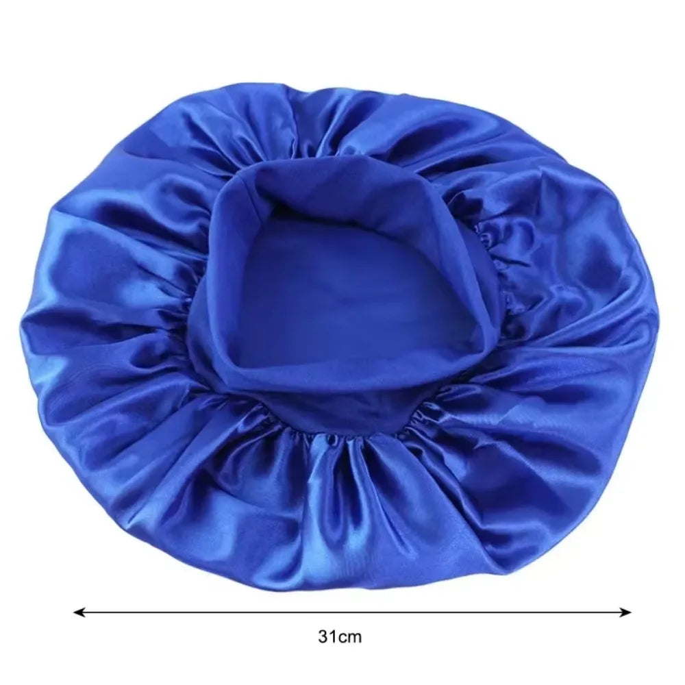 Satin Wide Brim Nightcap Silky Bonnet Hair Wrap for Sleeping Sleep Cap With Elastic Soft Band Styling Cap Hair Wrapping Caps