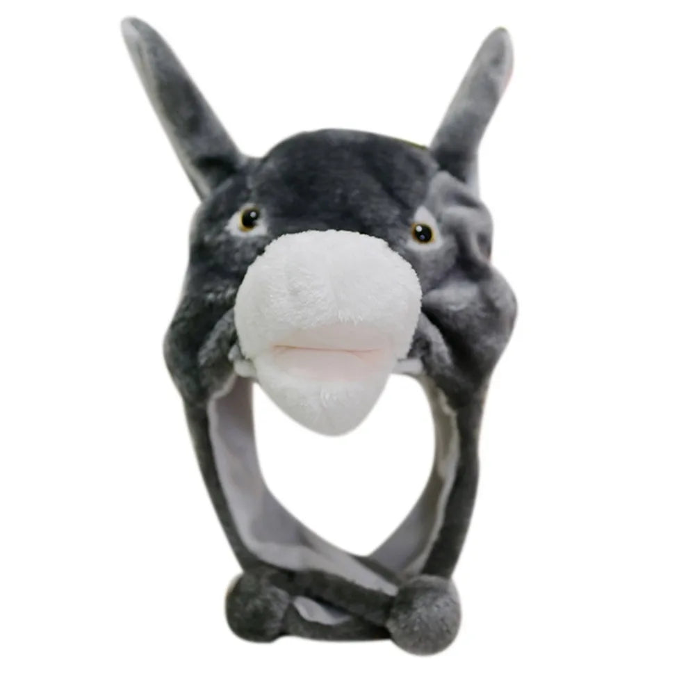Soft Plush Animal Hat Moving Ears Hat Headgear Ears Airbag Cap Ear Protection Earmuff Funny Toys Neck Warmer Winter Warmer