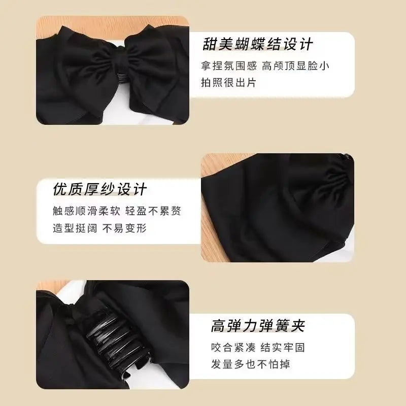 New Korean Big Size Bow Hair Clip Claw Clamp Women High Ponytail Barrettes Headwear Girls Women Hair Accessories