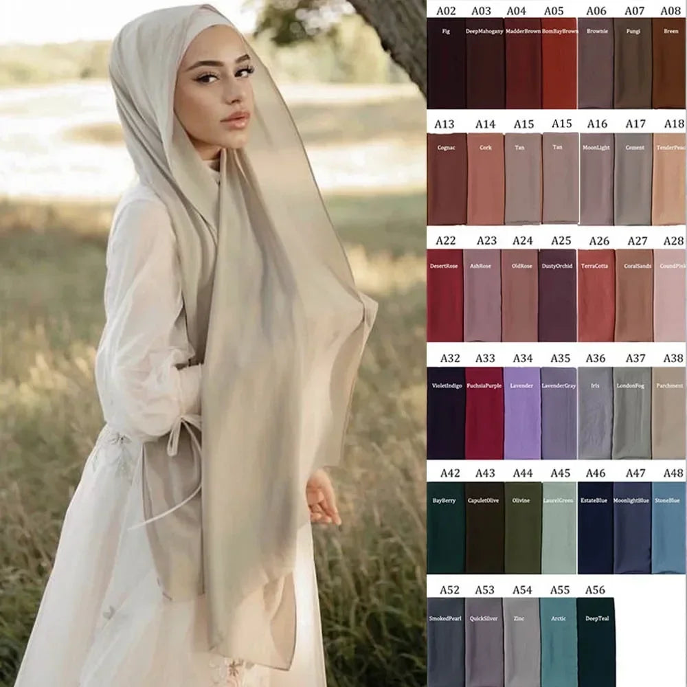 Muslim Chiffon Hijab Solid Color HIjabs Head Wraps Hijabs Scarves Ladies Foulard Femme Veil Scurf for Women 70*180cm