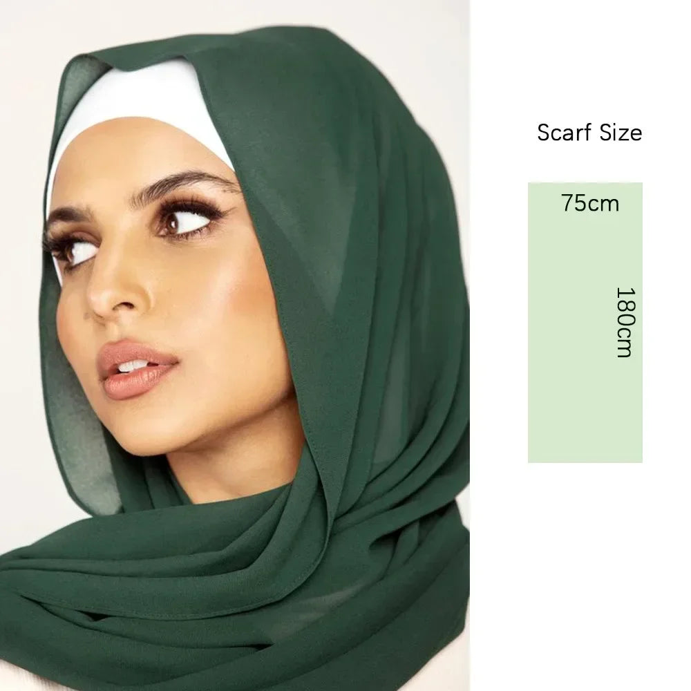 Muslim Chiffon Hijab Solid Color HIjabs Head Wraps Hijabs Scarves Ladies Foulard Femme Veil Scurf for Women 70*180cm