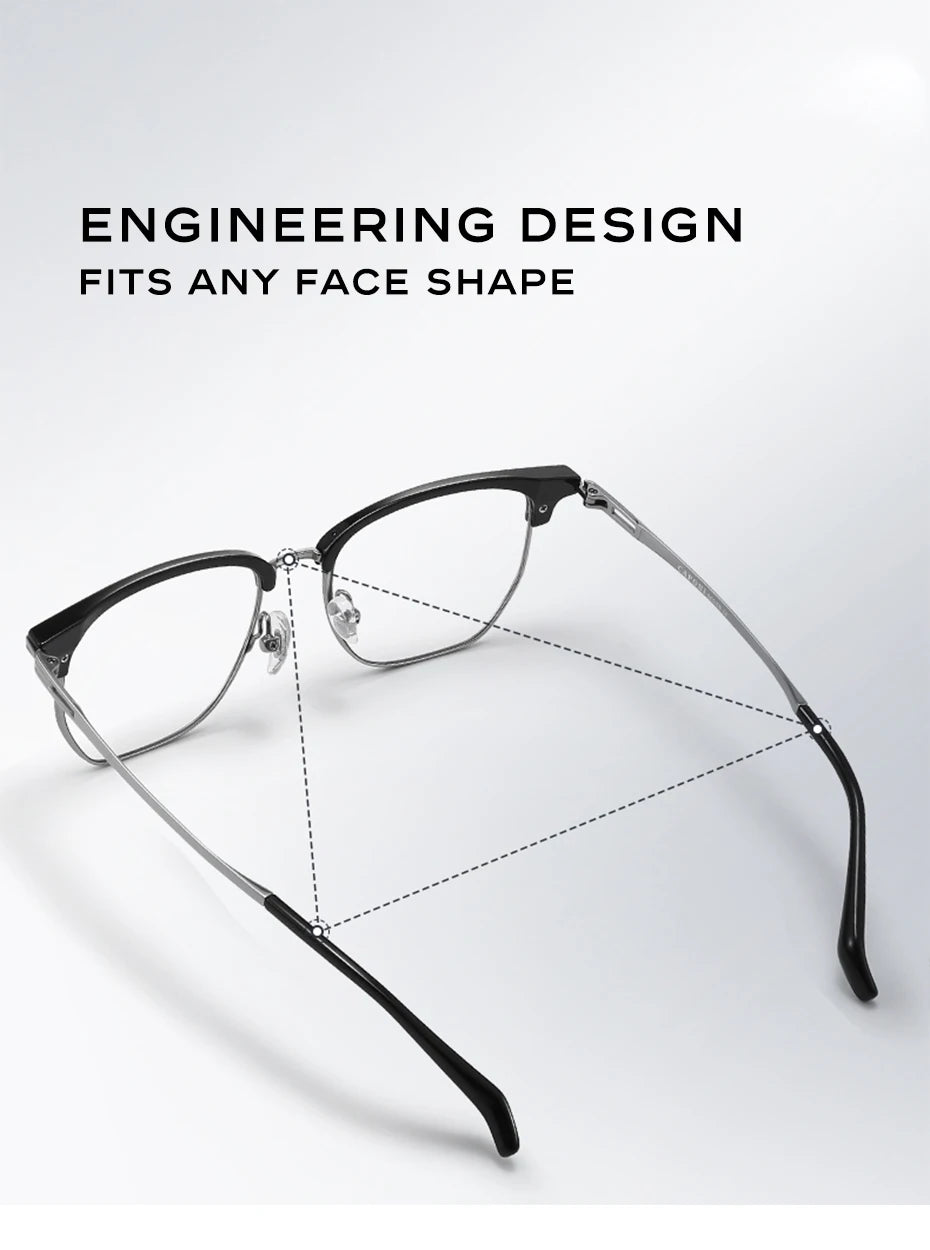 CAPONI Original Designer Men Glasses Frames Pure Titanium Business Eyewear Anti Blue Light Multifunctional Frame Glasses J23615