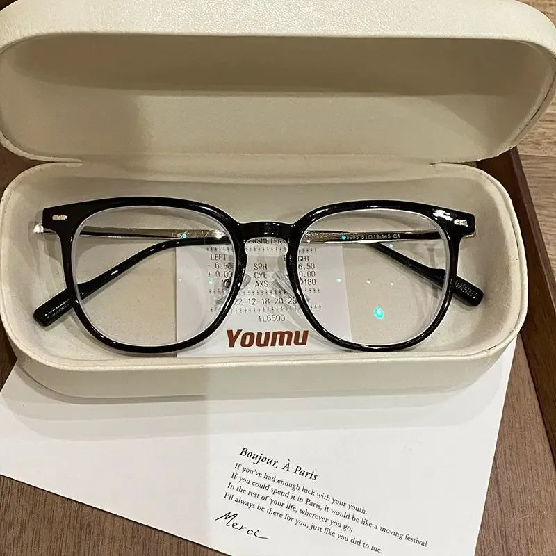 0 ~ -6.0 Myopia Glasses Blue Light Resistant Flat Glasses Oval Resin Lenses Men Computer Optical Eyeglasses Unisex