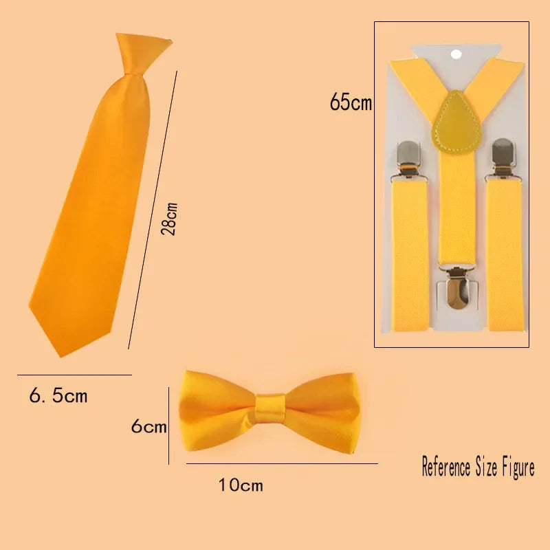 Fashion 3PCS School Boys girls Children Kids brace elastic Suspenders for shirt suspensorio Tie Bowties butterfly Set TR0001