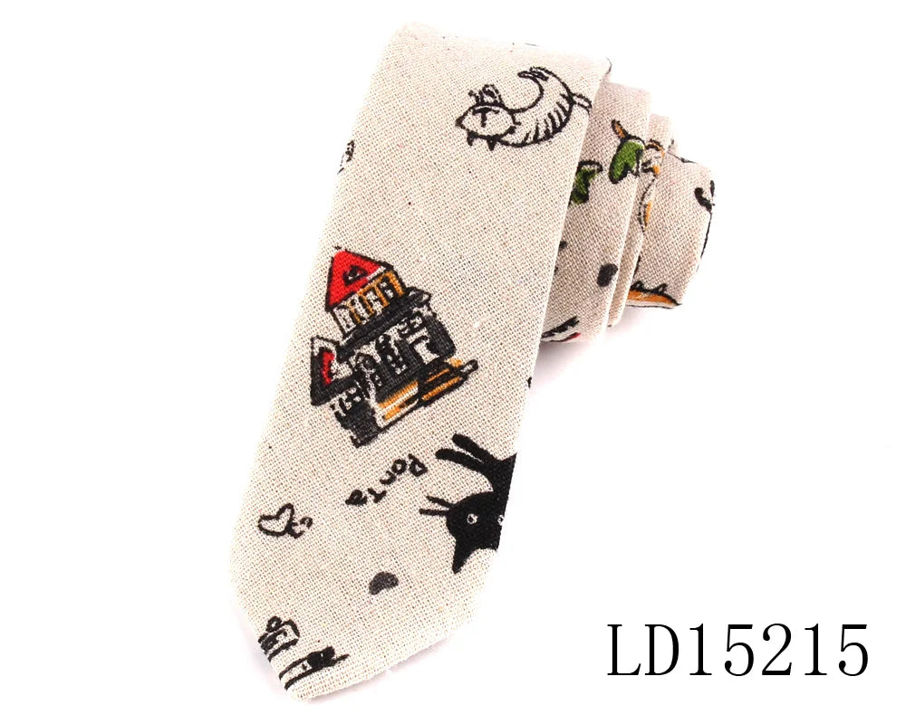 Nouvelles cravates imprimées de créateur, cravates étroites décontractées pour hommes, cravates en coton floral de fête hip-hop, cravate fine