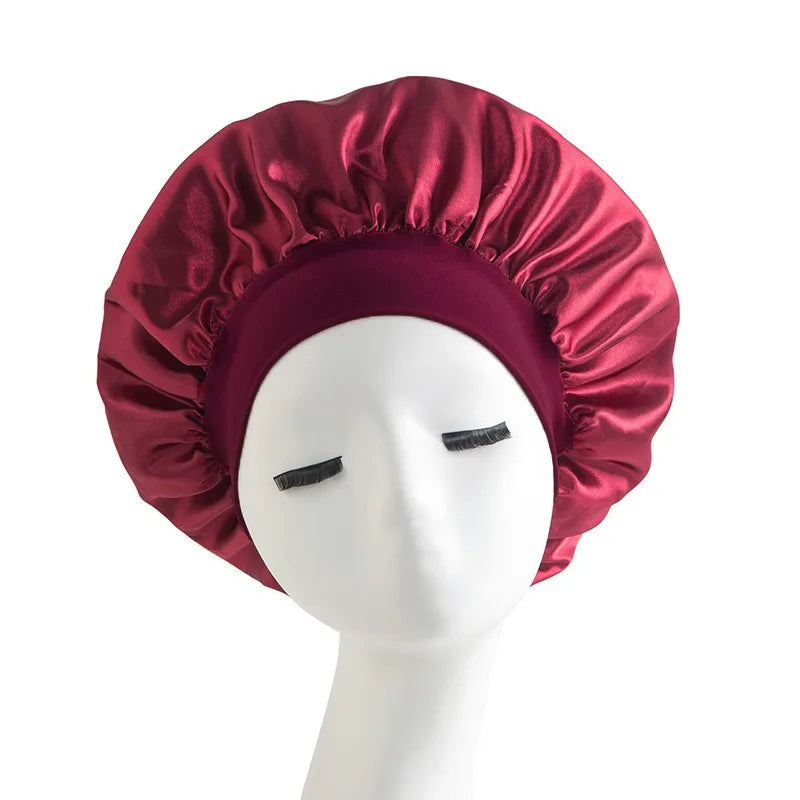Newly Satin Night Hair Cap Women's Solid Sleeping Hat Sleep Care Bonnet Nightcap For Women Unisex Cap