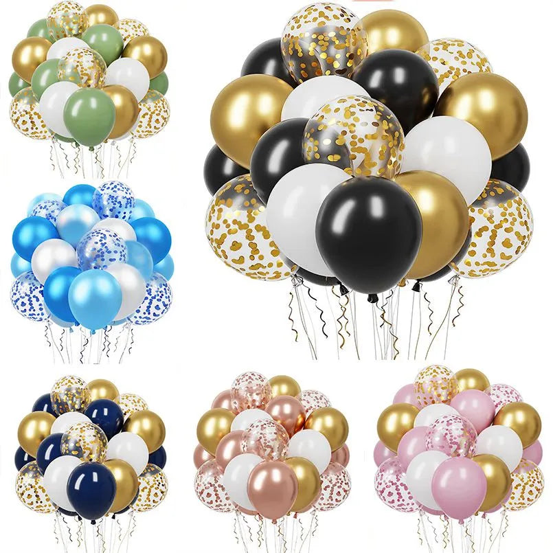 Kit de 20 ballons confettis en latex de 30 cm avec rubans pour décorations d'anniversaire, de mariage, de baby shower, de remise de diplôme