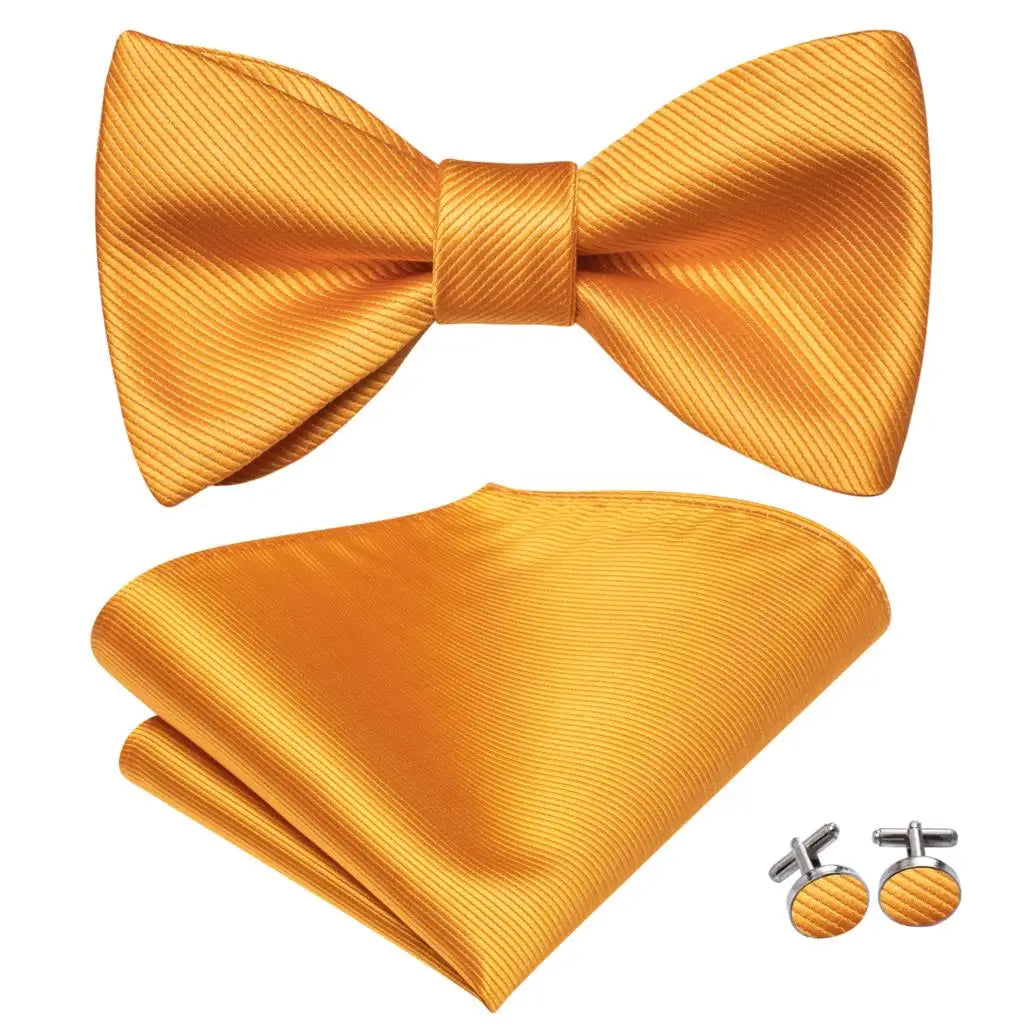 Hi-Tie Ensemble nœud papillon en soie pour homme, mouchoir et boutons de manchette, bleu, rouge, or, noir, blanc, jacquard, nœud papillon, mariage, affaires