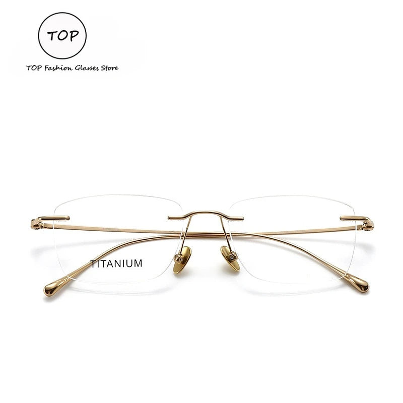 Fashionable and Simple Frameless Titanium Alloy Business Men's Glasses Personalized High-quality Women's Frames Suitable Myopia