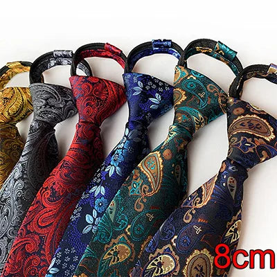 Zipper Tie Men Bridegroom Wedding Necktie Lazy Pre-tied Ties Striped 8cm Hot Sell Style Zipper Necktie For Men Women Wholesale