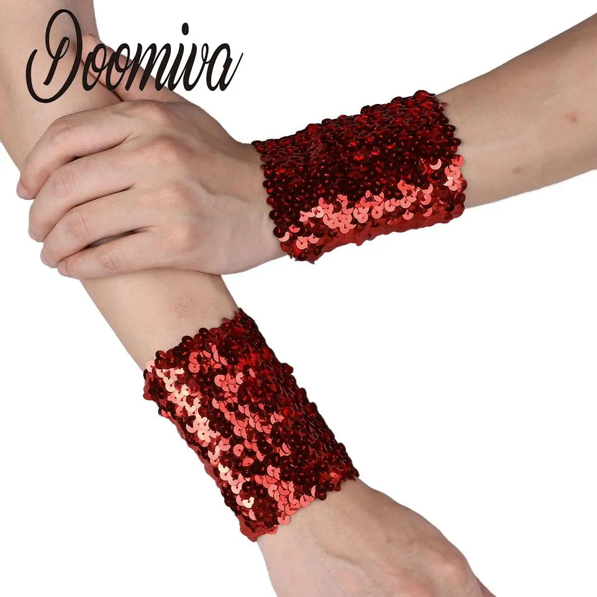 Bracelets à paillettes brillantes pour femmes et filles, manchettes extensibles et scintillantes, accessoires de fête, cosplay, danse, cadeaux