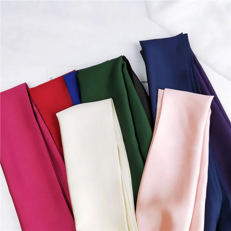 Foulard tendance pour femme, bandeau, foulard, sac en satin de soie, 145 x 15 cm, long, noir, rouge, rose