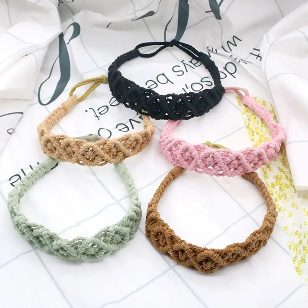 Style Elastic Hair Band Braided Rope Headwrap Turban Women Hair Scarf Macrame Hair Band Bohemian Headband Crochet Bandana