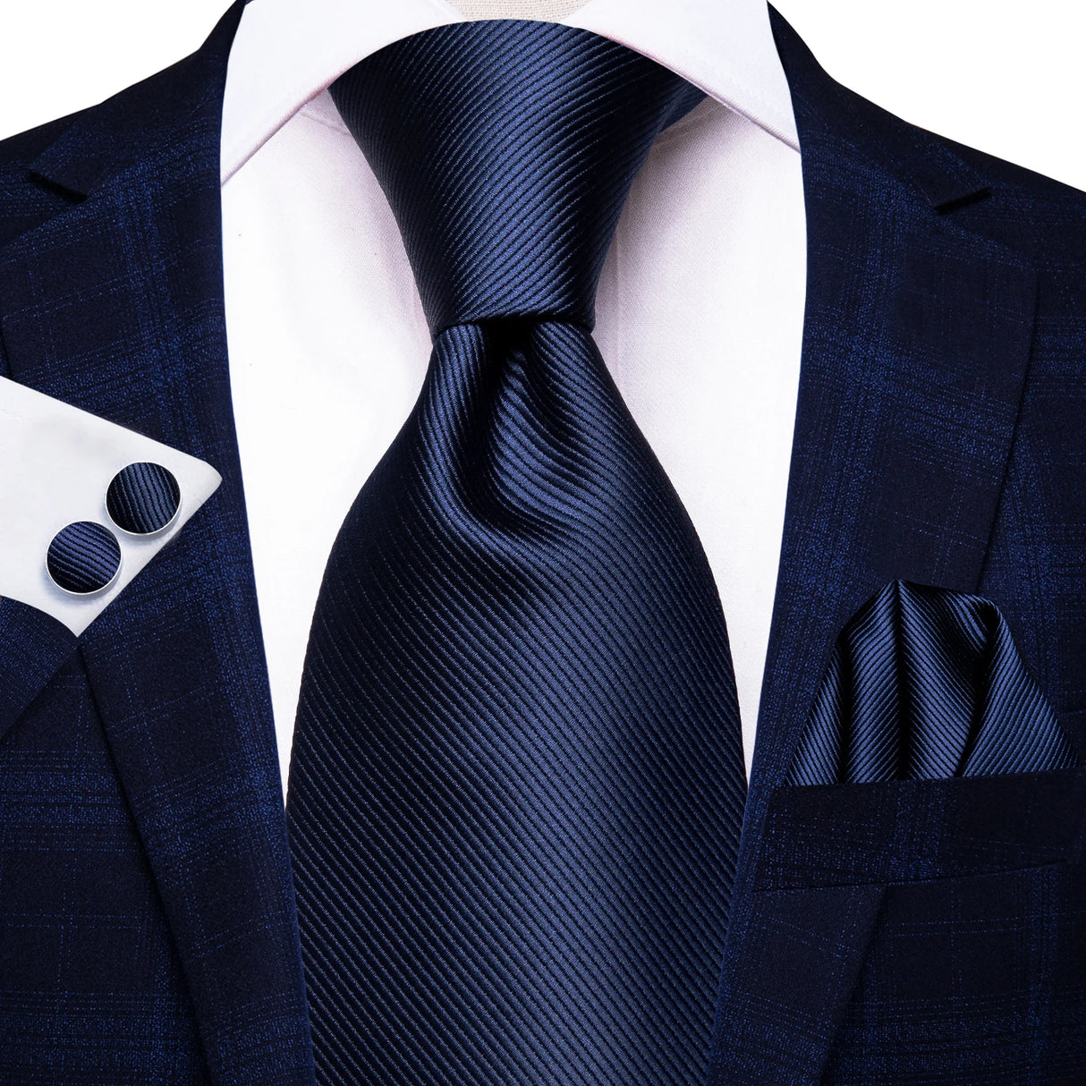 Cravate de mariage en soie unie bleu clair Hi-Tie pour homme, design tendance, boutons de manchette élégants, pour affaires, fête, livraison directe