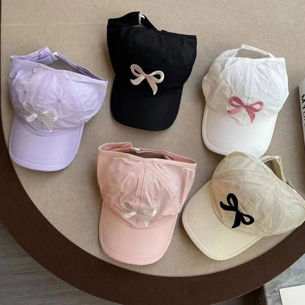 Casquettes de baseball d'été pour enfants, casquettes à queue de cheval hautes et creuses pour filles, chapeau de soleil à visière réglable, protection UV