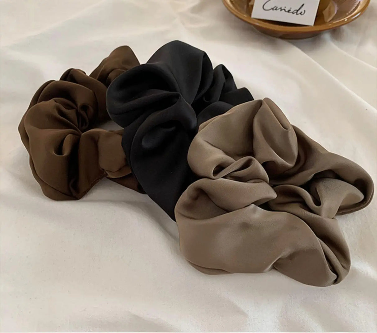 Korean Woman Big Elegant Silk Elastics Hair Band Girls Solid Color Scrunchies Hair Ties Ladies Ponytail Hold Hair Accessories