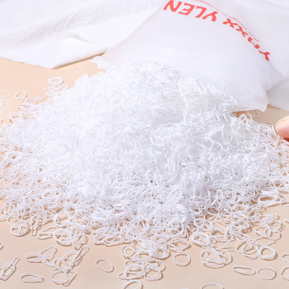 Lot de 1 000 élastiques à cheveux jetables colorés pour filles, accessoires pour cheveux, élastiques pour queue de cheval