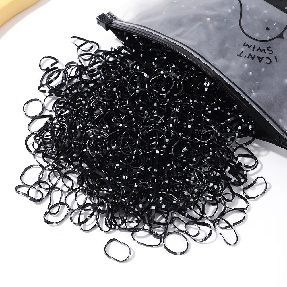 Lot de 1 000 élastiques à cheveux jetables colorés pour filles, accessoires pour cheveux, élastiques pour queue de cheval