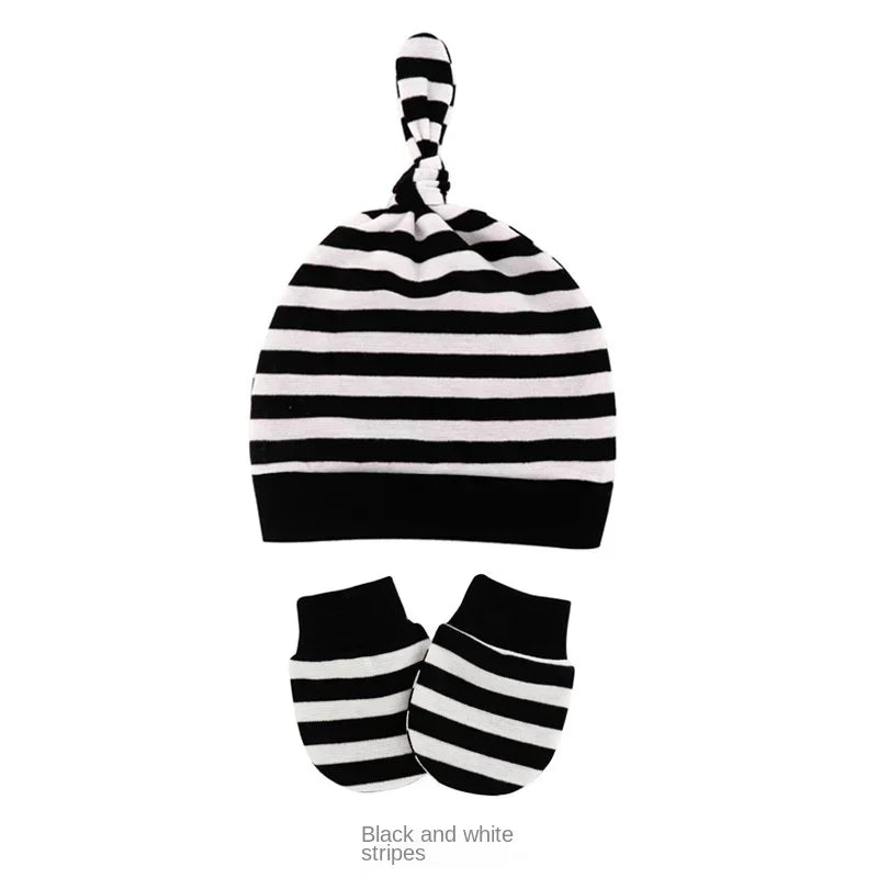Bonnet pour nouveau-né avec gants, bonnet chaud en coton pour enfants, accessoires pour enfants, bonnet de nuit pour bébés de 0 à 6 mois, automne et hiver