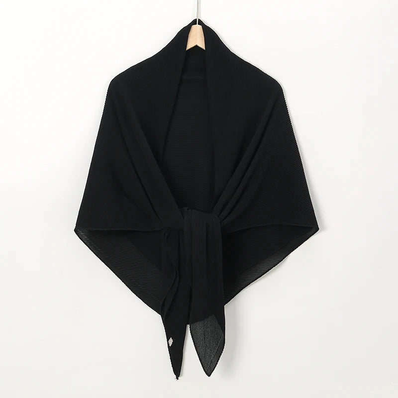Schlichter übergroßer Crinkle Square Bubble Chiffon Instant Hijab Damen Kopftuch Schal Muslim Faltentuch Solide Ramadan Stola