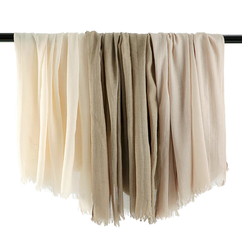 Écharpe en lin et coton doux, châle musulman, grand hijab uni, bandeau de haute qualité, longues écharpes, 190 x 100 cm, 1 pièce, vente au détail