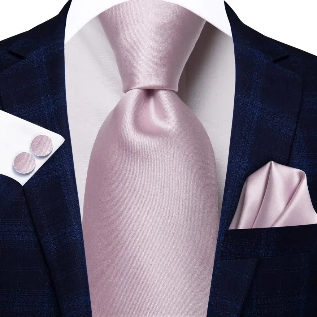 Hi-Tie 100% soie classique pour homme, cravate de mariage corail rose rouge pêche, pochette carrée, boutons de manchette, ensemble de cravates roses pour hommes, cravates cachemire unies