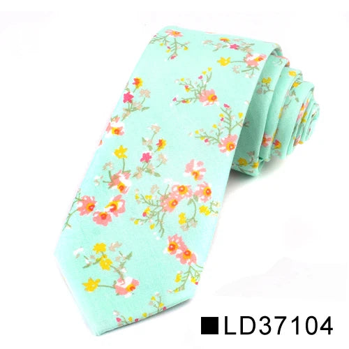 Nouvelle cravate florale pour hommes et femmes, cravate fine en coton pour mariage, cravates décontractées pour hommes, costumes classiques, cravates à imprimé floral