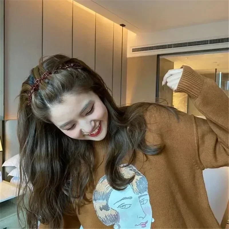New Double Band Headbands for Women Hairstyle Fashion Non-Slip Hair Bands with Clips Bezel Hair Hoop Hair Headwear 머리띠