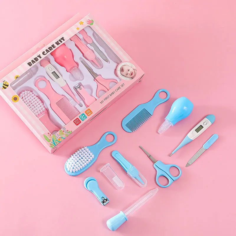 Kit de soins quotidiens pour nouveau-né, 10 pièces, brosse de toilettage pour bébé, peigne, coupe-ongles sûr, cadeau pour bébé