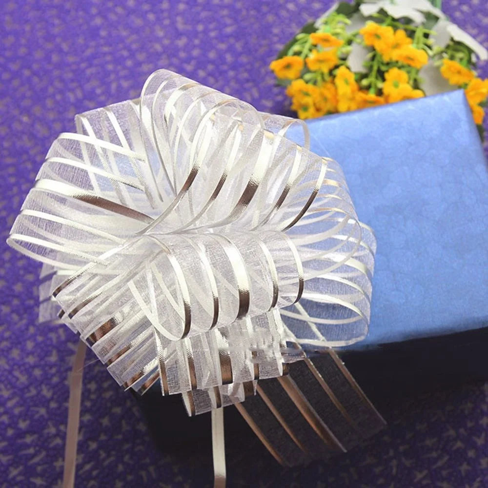 Lot de 5 grands nœuds à tirer pour décoration de voiture de mariage, d'anniversaire, de fête d'Halloween ou de Noël