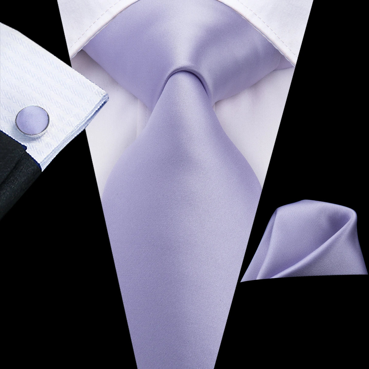 Cravate de mariage en soie unie bleu clair Hi-Tie pour homme, design tendance, boutons de manchette élégants, pour affaires, fête, livraison directe