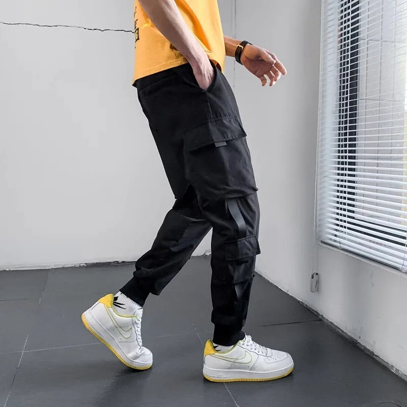 Pantalon cargo style hip-hop pour homme, sarouel multi-poches, style streetwear décontracté, collection printemps 2023