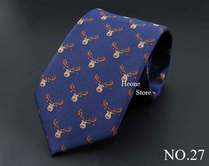 Classic Red Blue Christmas Tie For Men Father Festival Gift Santa Claus Snowman Tree Snowflake Elk Necktie Skinny 7cm Accessory