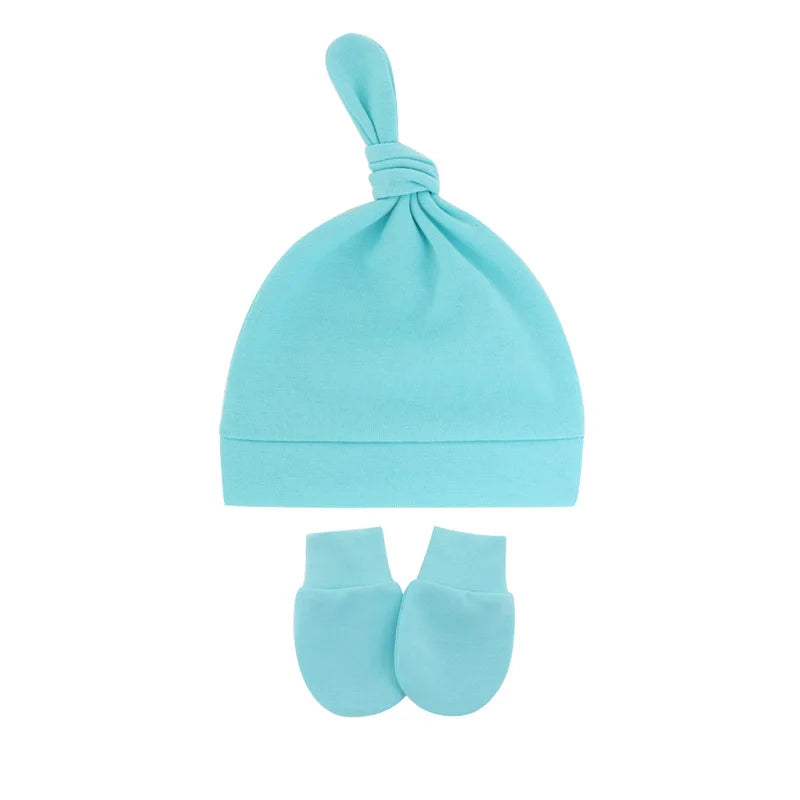 Bonnet pour nouveau-né avec gants, bonnet chaud en coton pour enfants, accessoires pour enfants, bonnet de nuit pour bébés de 0 à 6 mois, automne et hiver