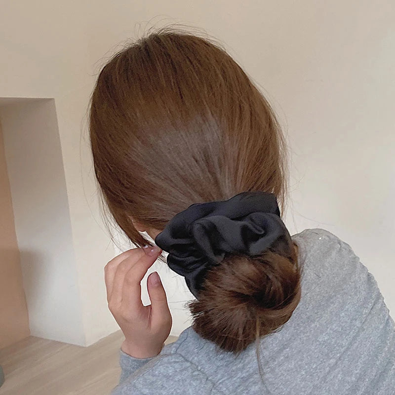 Women Silk Scrunchie Elastic Handmade Multicolor Hair Band Ponytail Holder Headband Hair Accessories 1PC Satin Silk Solid Color