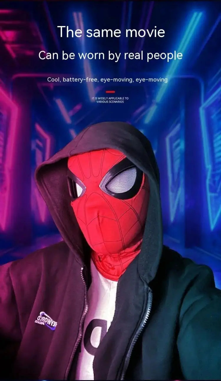Spider Man Masks Can Blink Cosplay Helmet Moving Eyes Model Party Props Elastic Toys Adults Kids Halloween Christmas Gifts