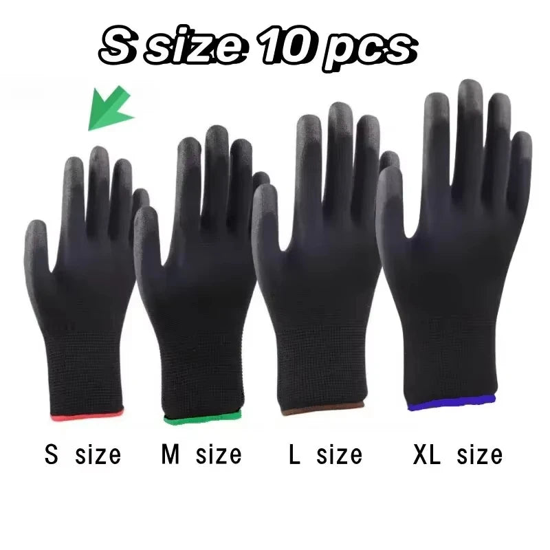 10 paires de gants de sécurité durables – antidérapants, résistants à l'usure et protection ESD pour le jardinage et le travail du bois